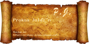 Proksa Jolán névjegykártya